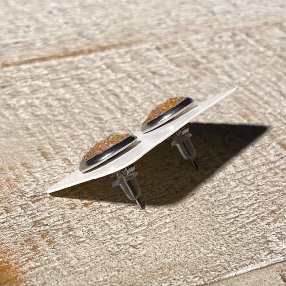 5/$25 Orange Druzy Silver Studs Earrings HOLIDAY EARRING SALE REDUCED SHIPPING! - Picture 4 of 15